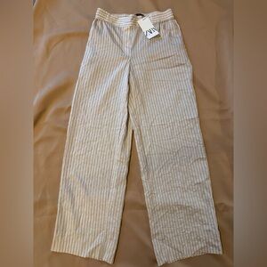 Zara Cream and Black Striped Trousers